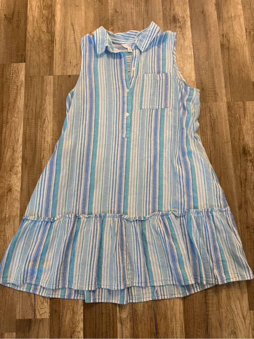 Blue & White Striped Sleeveless Sundress
